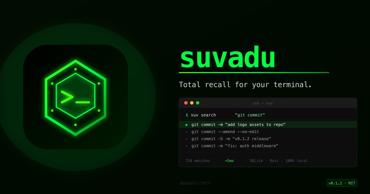 Suvadu shell history replacement TUI preview